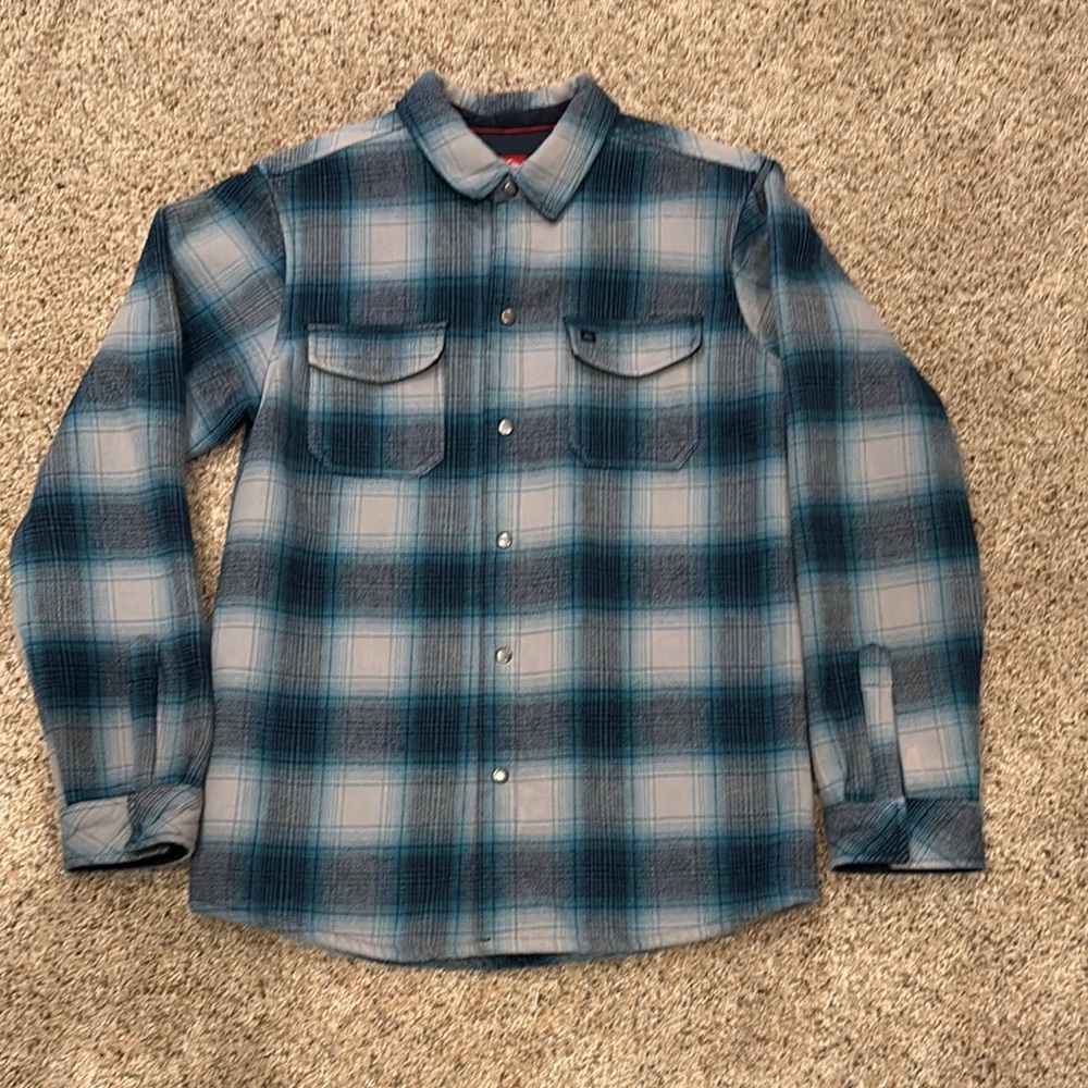 Quiksilver Blue and Gray Casual Button Down Shirt